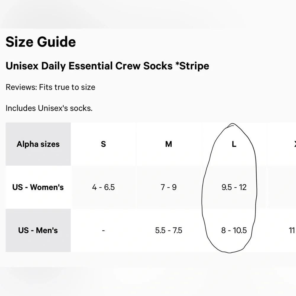lululemon Crew Stripe Socks,White,Blue, Daily Essentials, L (9.5-12)